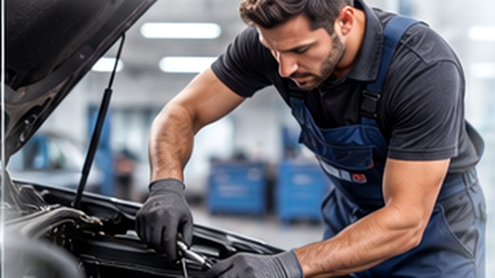 Mechaniker bei der Arbeit am Fahrzeug